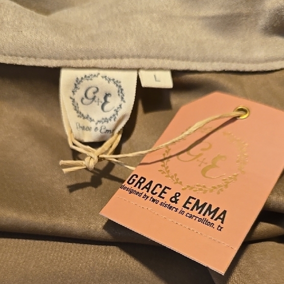 Grace And Emma Tan Classic Lapel Blazer with Relaxed Fit L - Picture 2 of 4